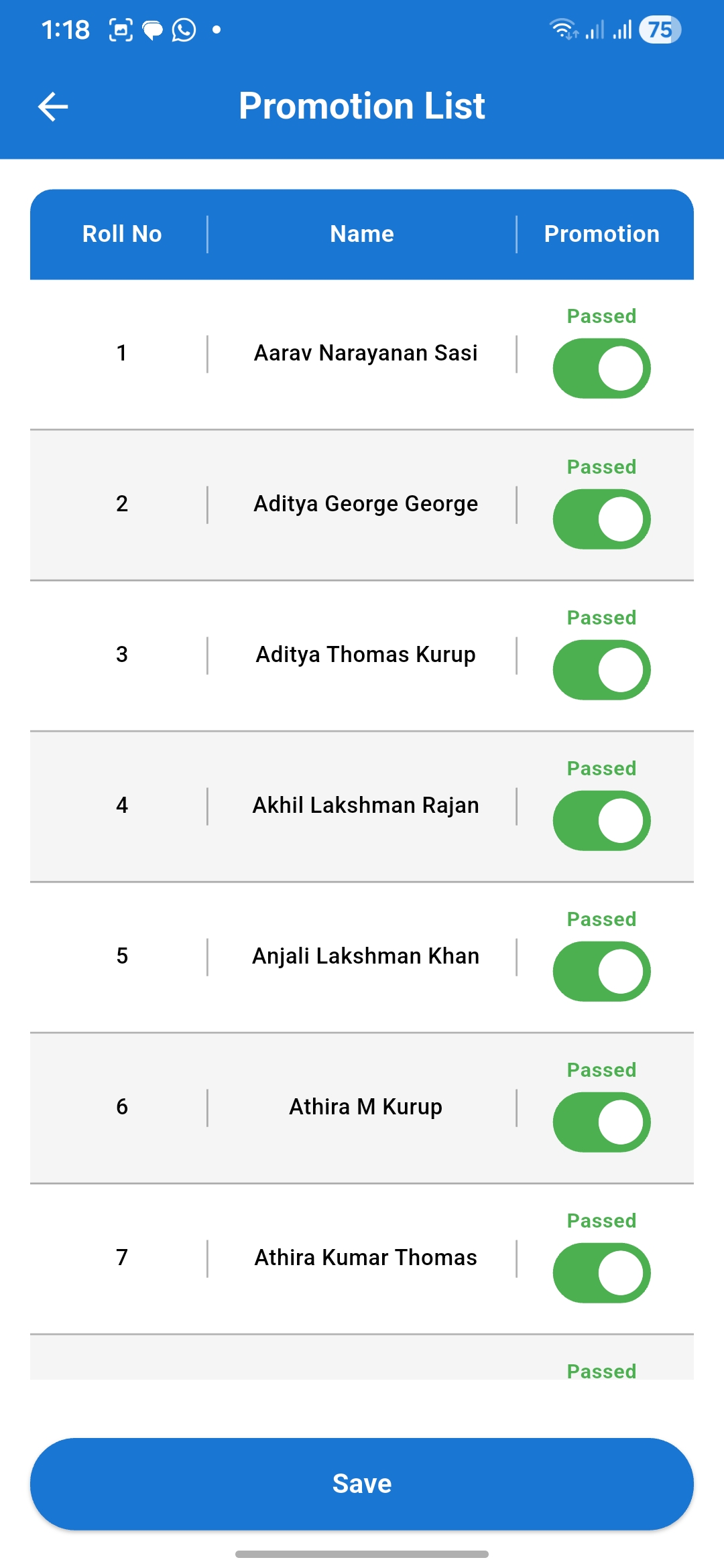 Student results